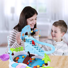 Load image into Gallery viewer, Electric Magnetic Fishing Toy Old Penguin Climb Stairs Music Light Play Educate
